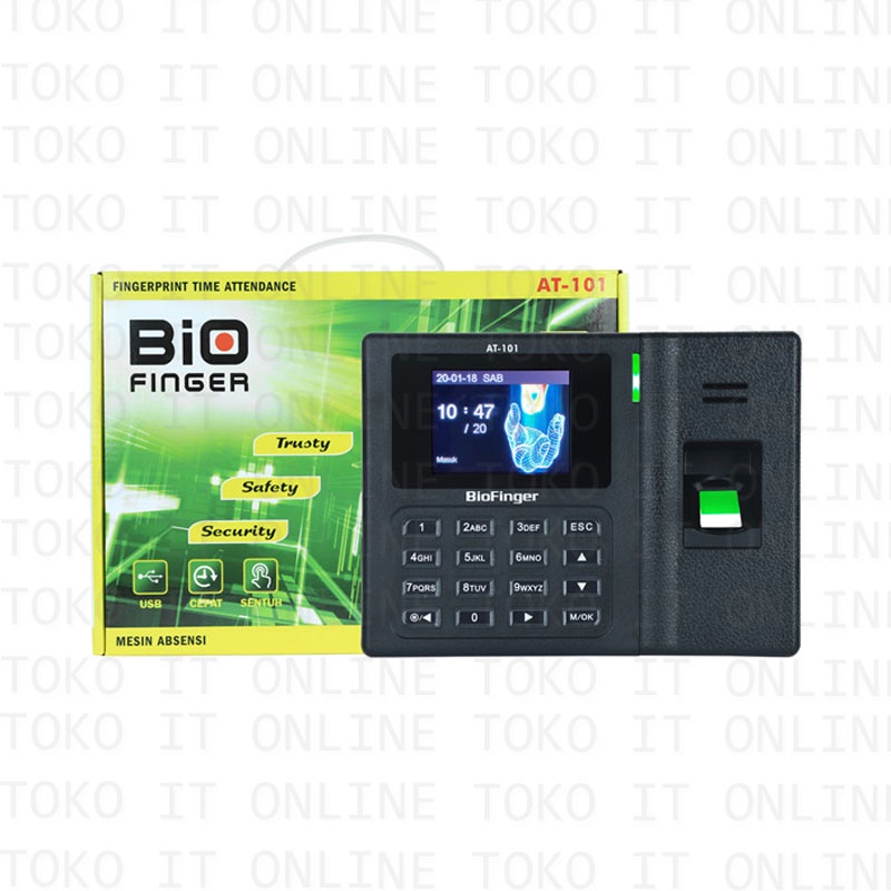 BIOFINGER AT-101 MESIN ABSENSI SIDIK JARI ID PASSWORD INTERFACE USB KABEL DAN FLASHDISK