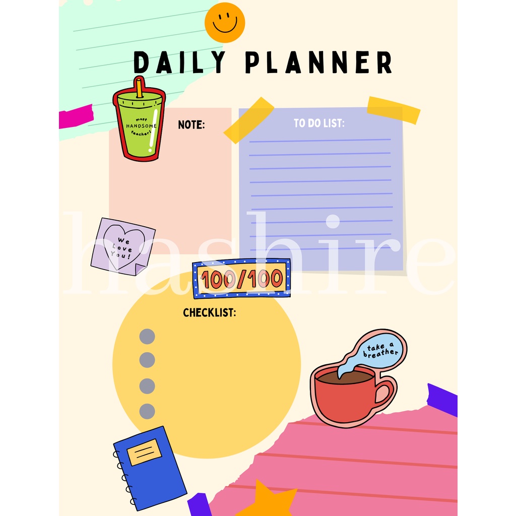 [HASHIRE] 50+ tema/ Weekly Planner A5 BOOK PAPER Perencanaan Harian Study Journal Study Planner Notes List To Do/ PART 1