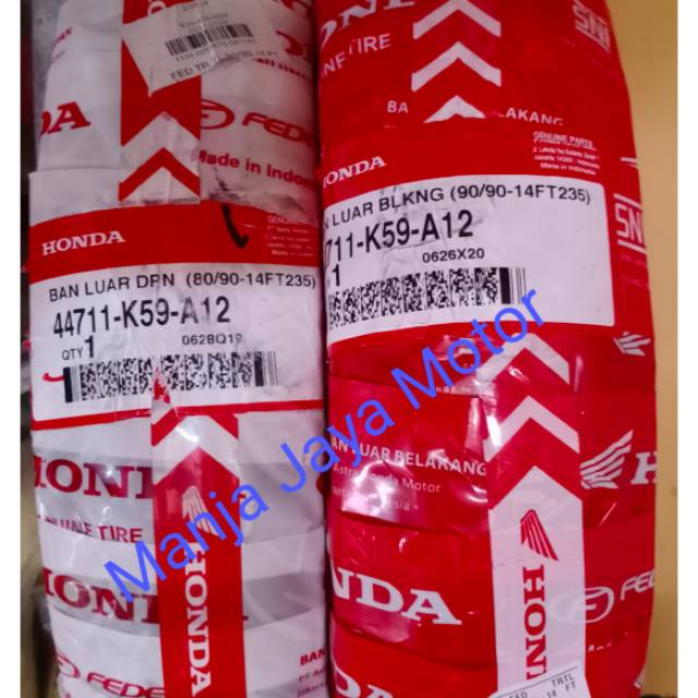 Ban tubeless Honda Federal depan dan belakang K59 80/90-14 &amp; 90/90-14 for Vario 125/150/110/beat Esp/Pop/STREET/beat/