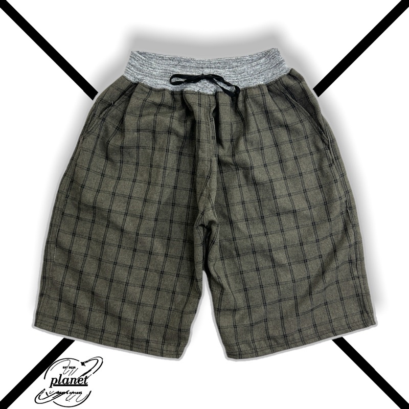 CELANA PENDEK CHINO PRIA PINGGANG RIB TALI KOLOR KAIN MOTIF KOTAK KOTAK TARTAN PENDEK COWOK DEWASA COD