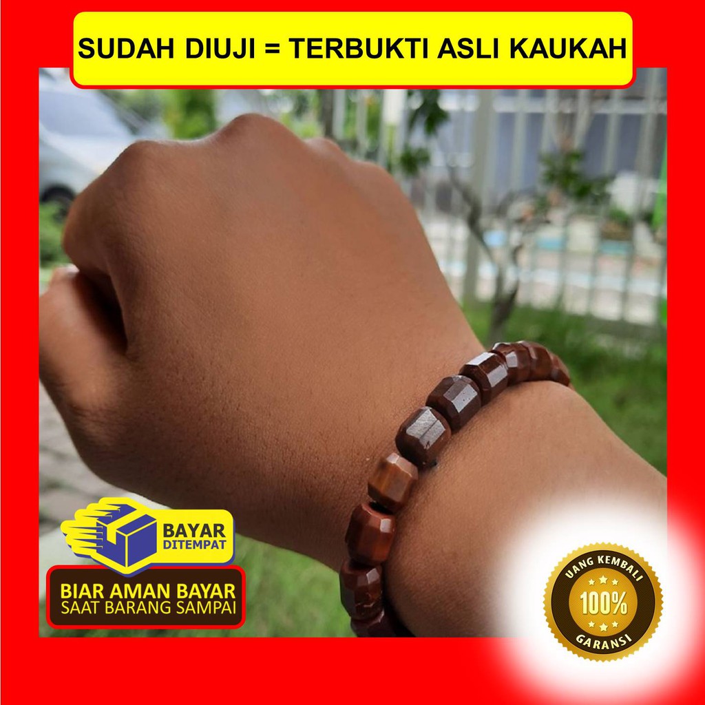 CAKEP  GELANG KOKKA KRISTAL SILINDER COKLAT Kaukah Asli