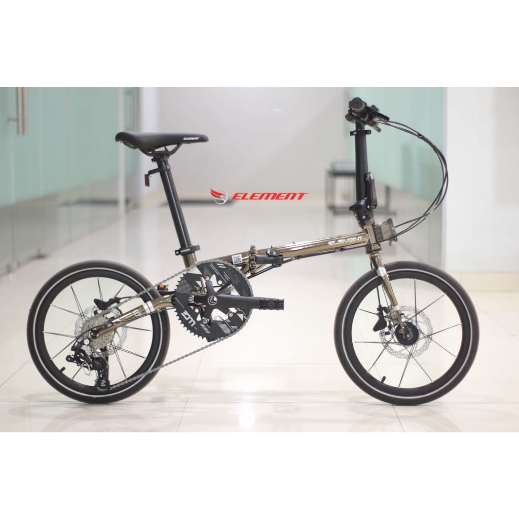 Sepeda Lipat Element Troy UV 10 Speed Black Chrome Gold