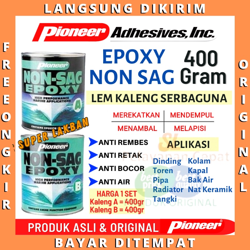 Lem Epoxy Pioneer Non Sag Marine Epoxy 400gr Dempul Kolam Anti Bocor