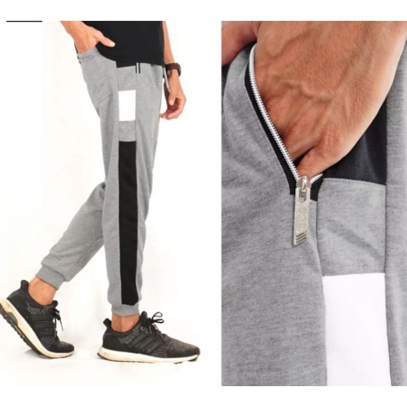 Celana Panjang Pria Joger Ziper Celana training sweatpants