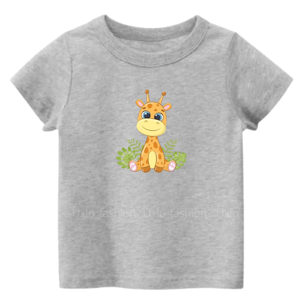 BAJU KAOS ANAK PEREMPUAN DAN LAKI LAKI MURAH MOTIF JERAPAH LUCU UMUR 2 SAMPAI 9 TAHUN UXLO FASHION