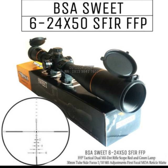 Telescope BSA Sweet 6-24x50 SFIR FFP Tube 30 | Rifle Scope - Telescope