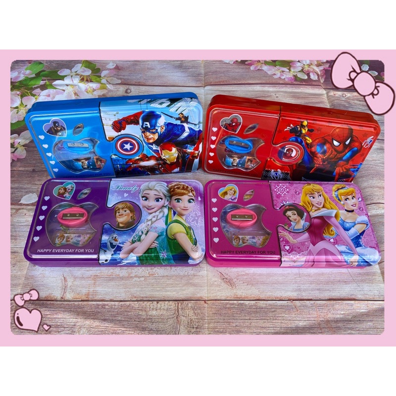 

Set alat tulis kotak pensil kaleng 6in1 karakter disney puzzle