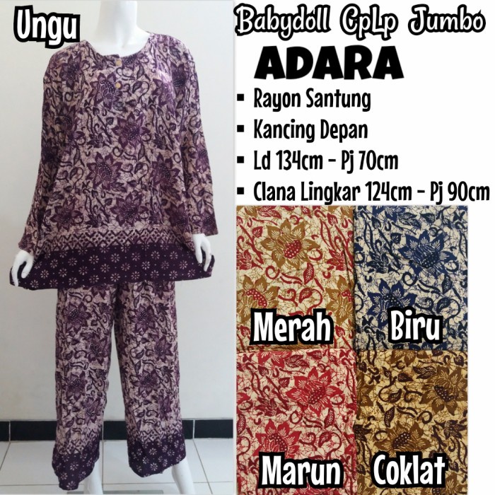 NEW Setelan Babydoll Batik Celana Panjang Lengan Panjang CPLP Super Jumbo