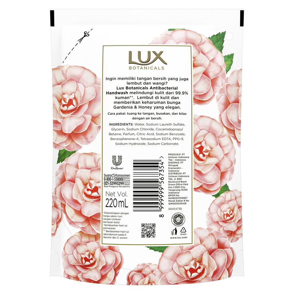 [Bonus Hand Sanitizer] LUX Botanicals Antibacterial Hand Wash 220 ml