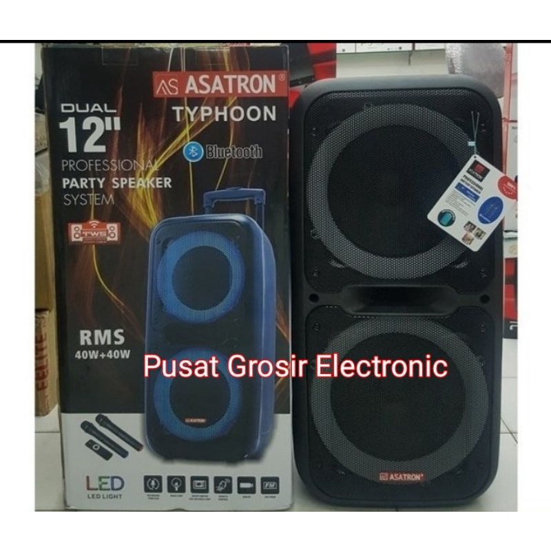 SPEAKER ASATRON TYPHOON 12INCH WIRELESS USB PORTABLE BLUETOOTH  MEMORI