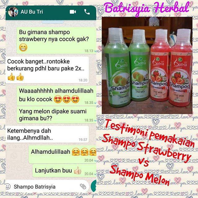 Batrisyia Shampoo Strawberry 250 ml, Shampo Perawatan Rambut Rontok