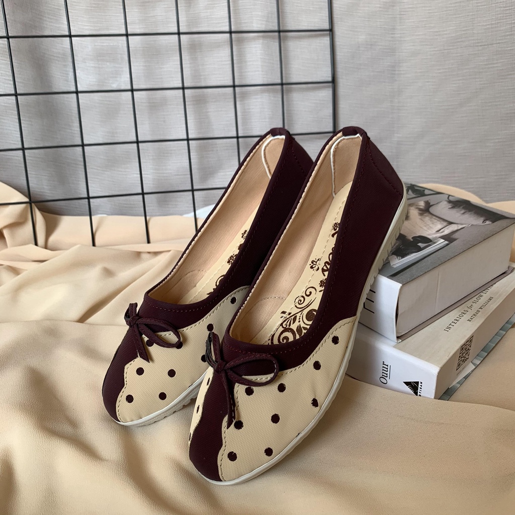 Sepatu wanita flatshoes motif polkadot sepatu wanita terbaru motif NDOLNDOL 7