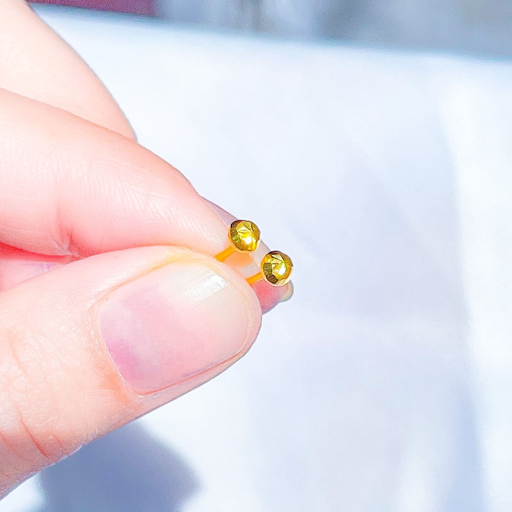 Anting duduk anak dan dewasa emas asli kadar 700 70 16k merica ukir bulat bola giwang kerabu paku cucuk stud