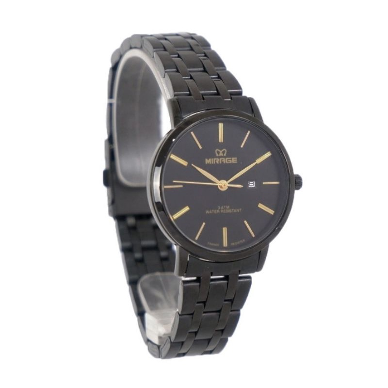 jam tangan wanita;MIRAGE 8734Brp-L hitam full~ORIGINAL WATER RESISTANT~TGL~STAINLESS ANTI KARAT