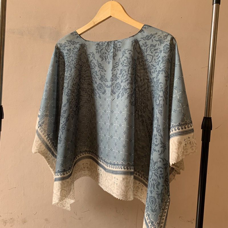 Outer kimono scraf premium-hazel blue