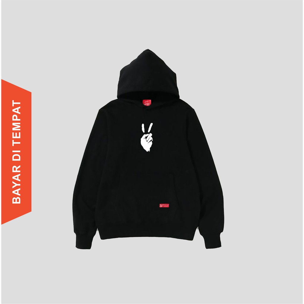 Sweater hoodie pria peace HCKR x PANDAWA HOODIE