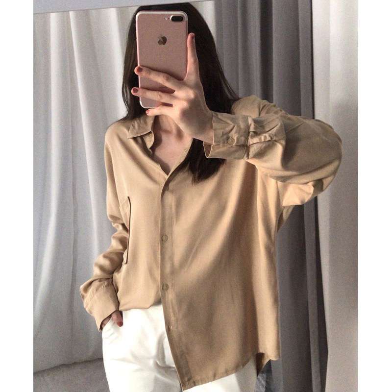 Kemeja Polos Goldy Wanita / Long Shirt Oversize / Korea Style