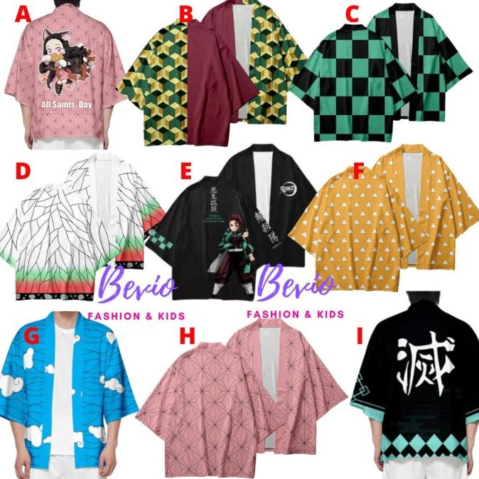Kimono Demon Slayer Cosplay Baju Anak Haori Anime Jepang Tanjiro Impor