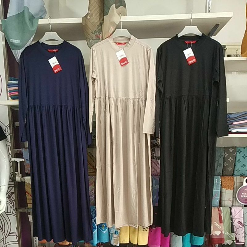 Gamis Polos Bahan Baby Terry Dauky Inner Dress Laudya
