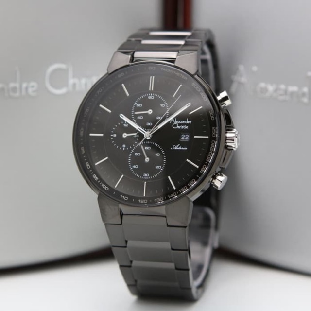 Jam Tangan Pria Alexandre Christie AC 6462 Full Black Original Garansi Resmi 1 Tahun