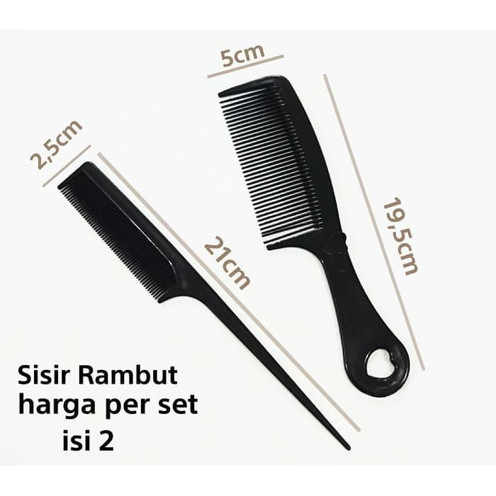 ISI 2 PCS SISIR RAMBUT HITAM SET POLOS