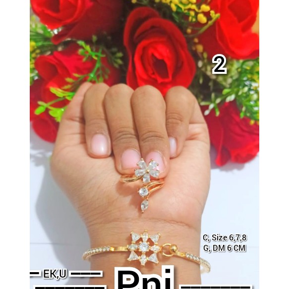 Gelang Bangkok Buka Samping Permata Mewah Free Cincin Xuping (COD)