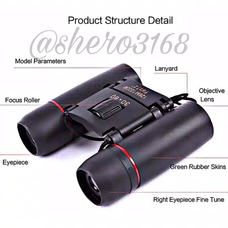 Teropong SAKURA 30x60 mini jarak jauh 1KM 126/1000 meter day and night mini portable binocular 30x60