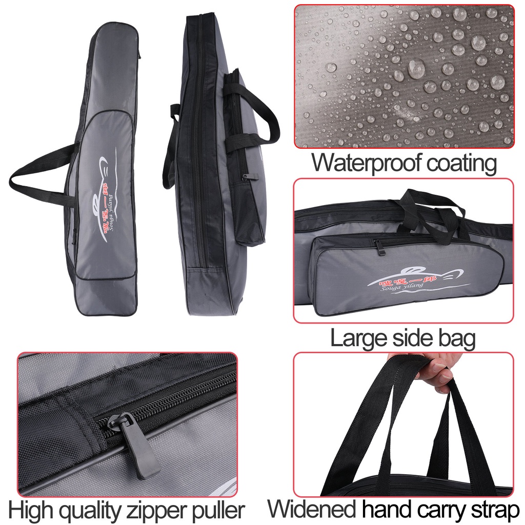 (COD) 80 Cm Persegi Memancing Tas Hitam Lipat Pancing Tas Tahan Air Lapisan Kain Memancing Tas Penyimpanan