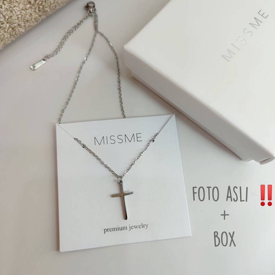 kalung salib wanita anti karat lapis emas asli + box cocok untuk kado