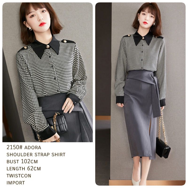 MDLV ~ 2150# Adora Shoulder Strap Shirt Kemeja Premium Kemeja Korea Look Import Fashion Import