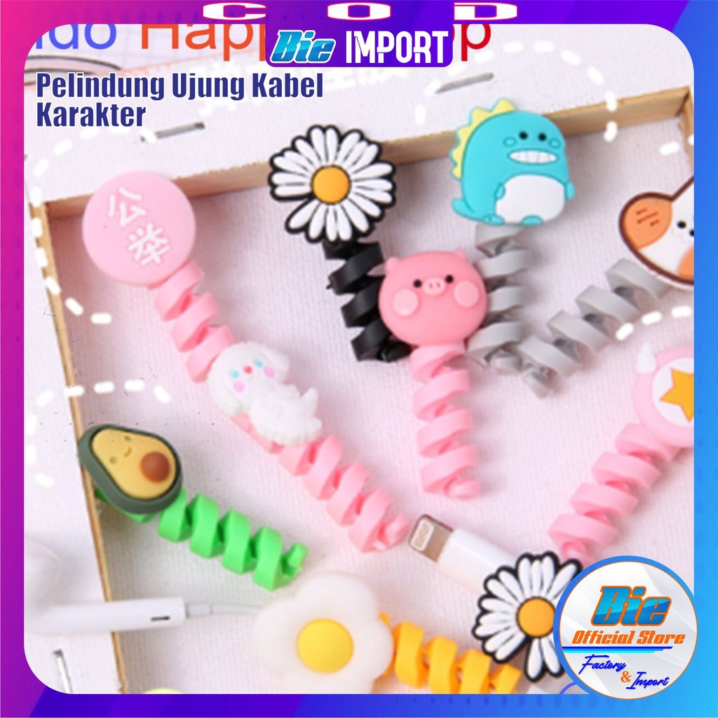 Pelindung Ujung Kabel Spiral  Karakter Lucu Korean Style Impor