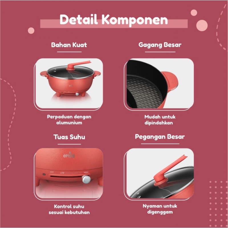 Emily Electric Double Sided Hot Pot 6L / Panci Sekat Dua Sisi EHP-12202