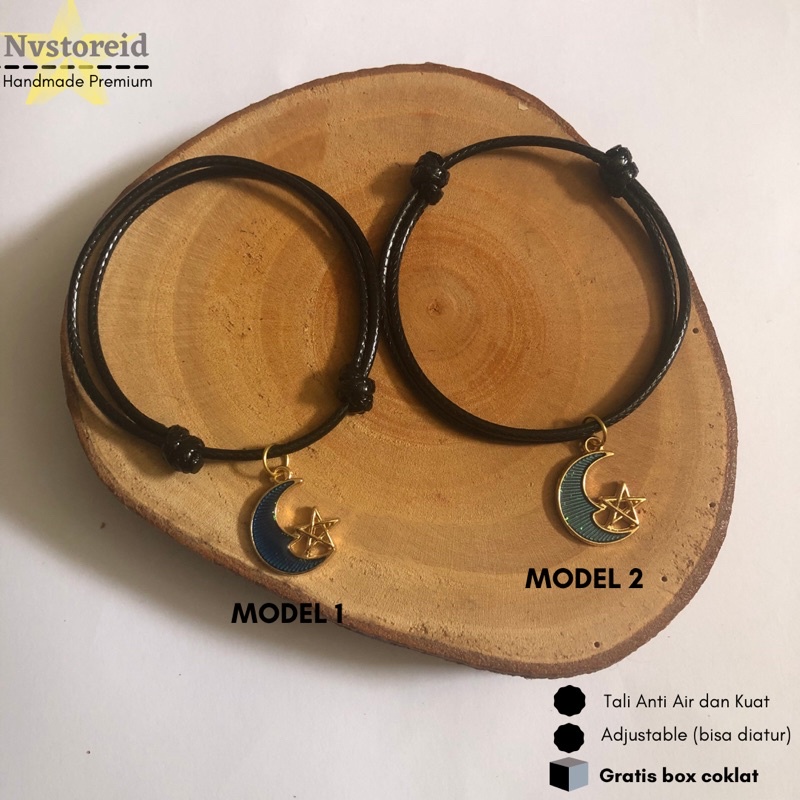 Gelang liontin bulan bintang premium / Gelang Tali Wanita karakter lucu viral hits