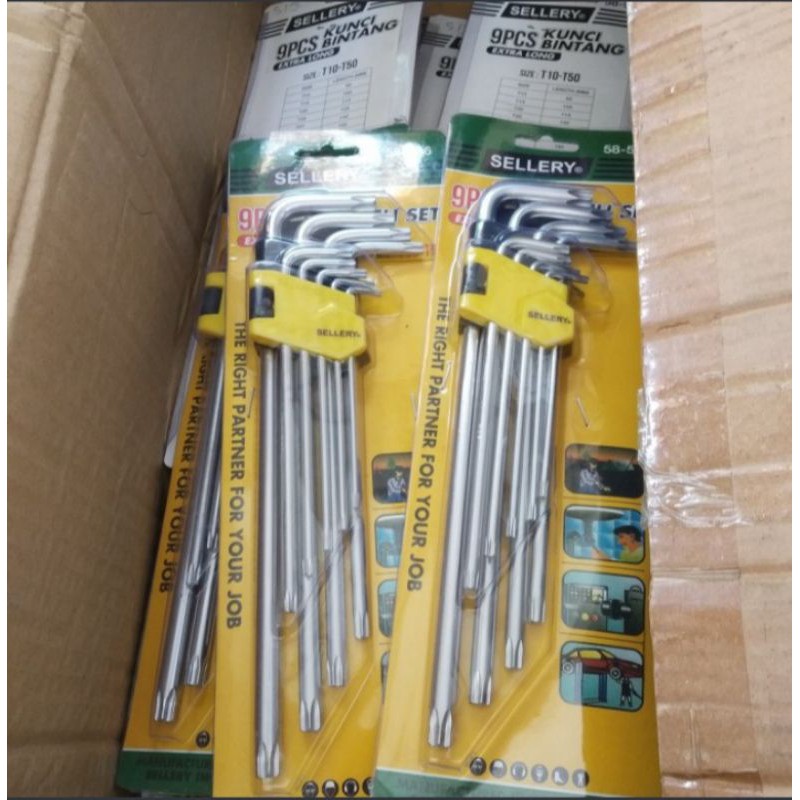 kunci L bintang set panjang sellery lubang / kunci L set bintang lubang 9pcs sellery