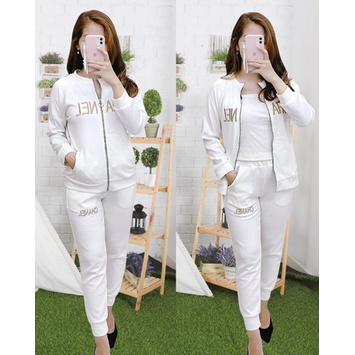 Setelan Jaket Chanel Wanita Model Terbaru Elegant Kekinian One Set Wanita