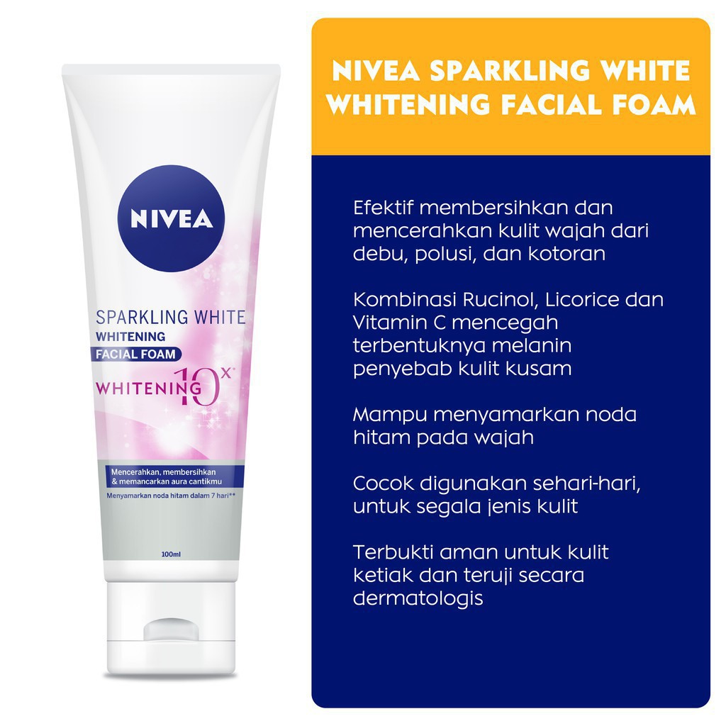 Nivea Sparkling White Whitening Facial Foam | Nivea Hokkaido Rose Whip Foam