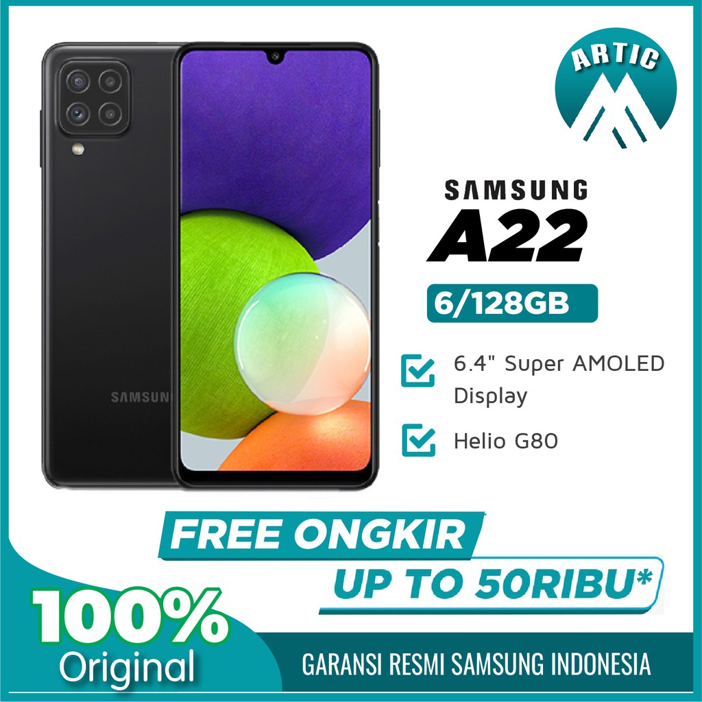 Handphone Samsung Galaxy A22 4G 6/128 GB RAM 6 ROM 128GB Hp Smartphone Android Garansi Resmi