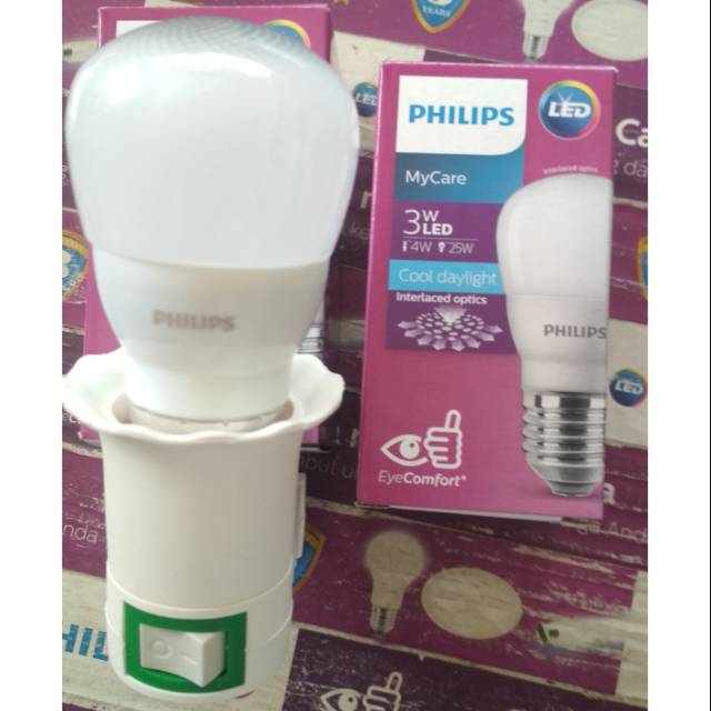 Led Philips 3watt + Fitting Colok Switch