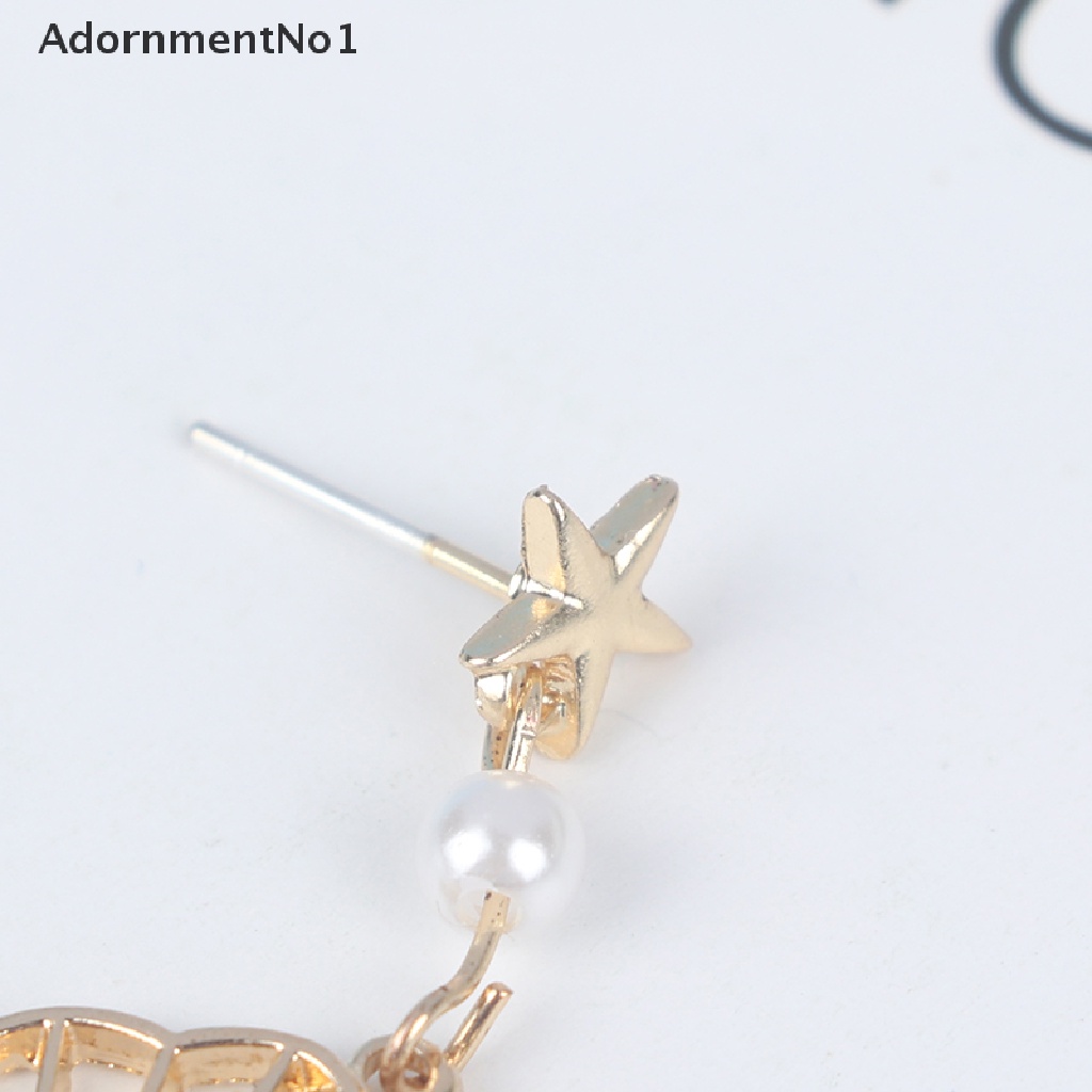 (AdornmentNo1) Anting Tusuk Gantung Asimetris Desain Bintang + Kipas Untuk Wanita