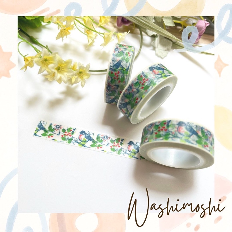 

Washimoshi Masking Washi Tape Bird Design (10 meter)