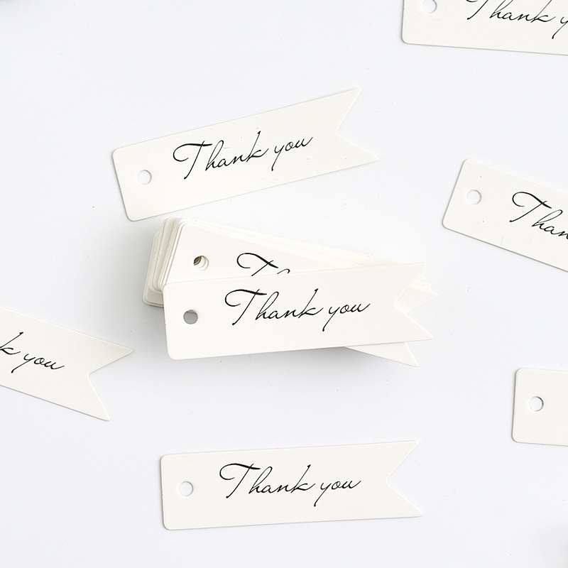 100pcs/lot Thank You Letter Swallowtail Shape Kraft Paper Hanging Tag DIY Gift Packaging Label