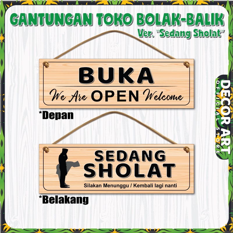 Jual Decorart 30x10 Cm Gantungan Toko Tali Model Bolak Balik Buka Tutup