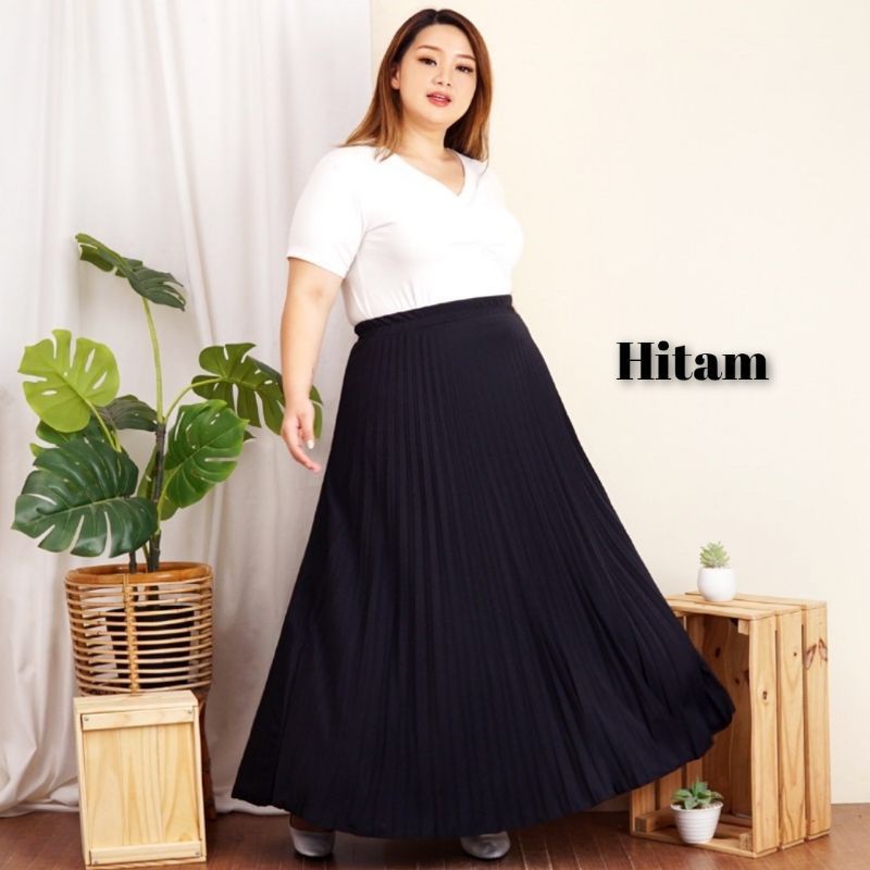 BEST SELLER ROK PLISKET JUMBO XXL PAYUNG PLEATED SKIRT MURAH MUSLIM IBU ACARA POLOS ROK PANJANG PAYUNG MAYUNG