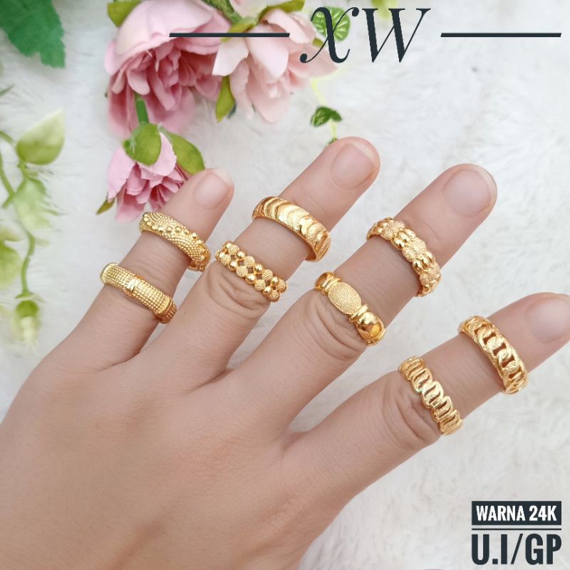 Cincin Fashion Wanita Warna 24k C03087