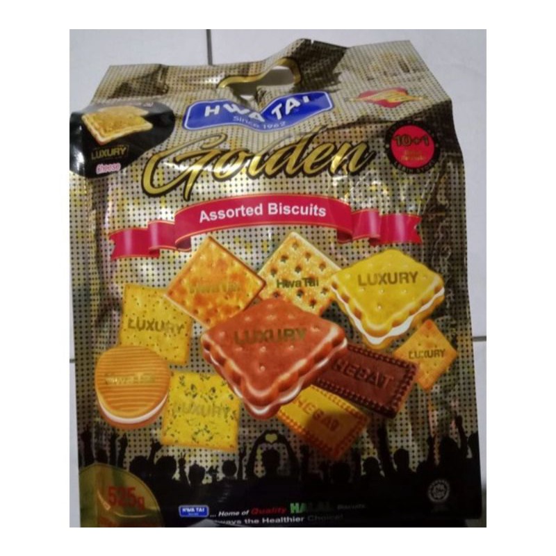 Biskuit Hwa Tai Golden Malaysia Assorted Biscuits No Cholesterol Roti Campur Cemilan Import Luxury