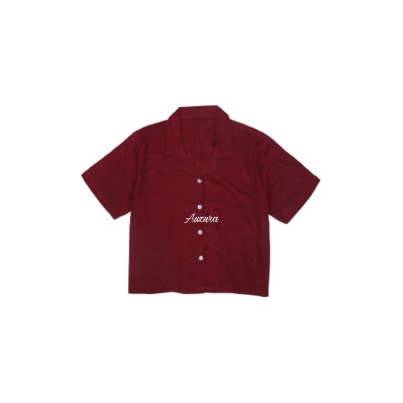 KEMEJA WANITA CROP TOP POLOS KATUN CROP SHIRT ORGANIK-CROP TOP MAROON