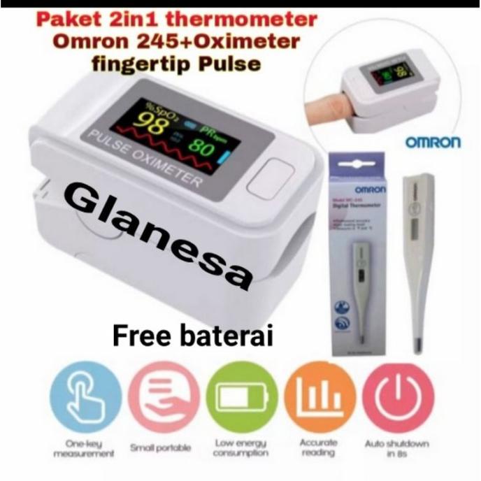 Pulse Oximeter Fingertip Akurat Oxymeter Termometer Omron Tokonabila2603