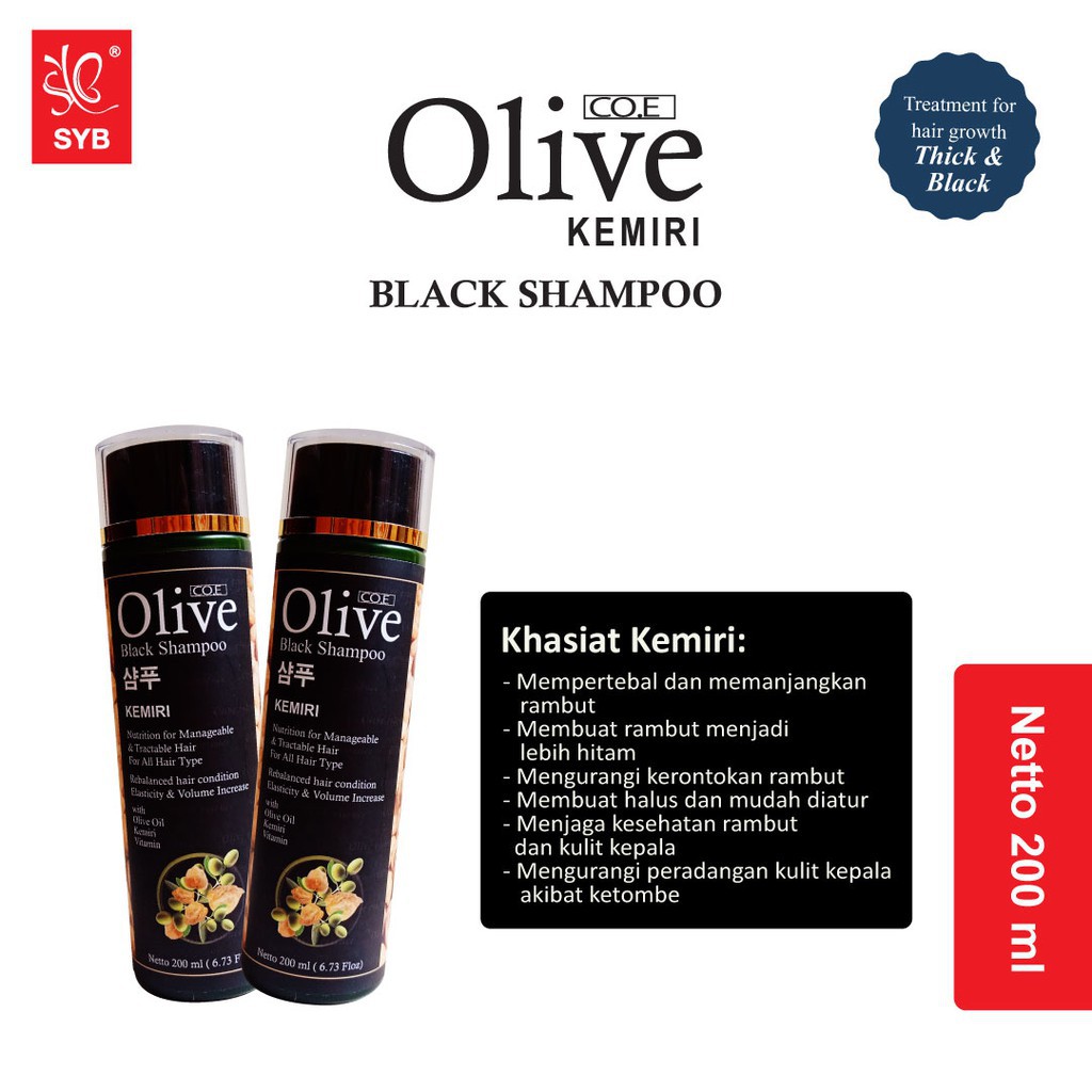 (BPOM) SYB COE OLIVE BLACK SHAMPOO KEMIRI - OLIVE BLACK SAMPO KEMIRI SYB COE