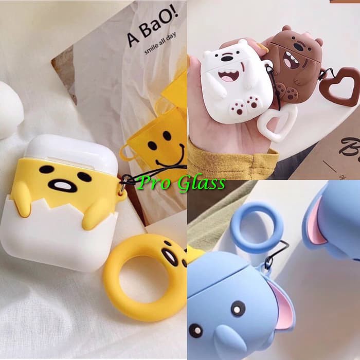 Apple Airpods Airpod Premium 3D Cute Karakter Case Silicone + Strap