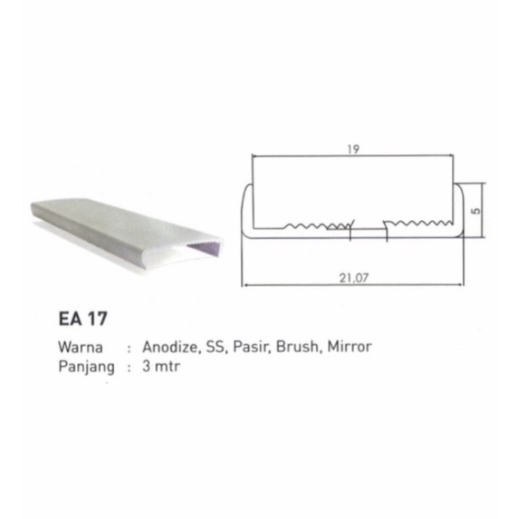 Profil Lis List Edging Frame Alumunium Aluminium Huben EA17